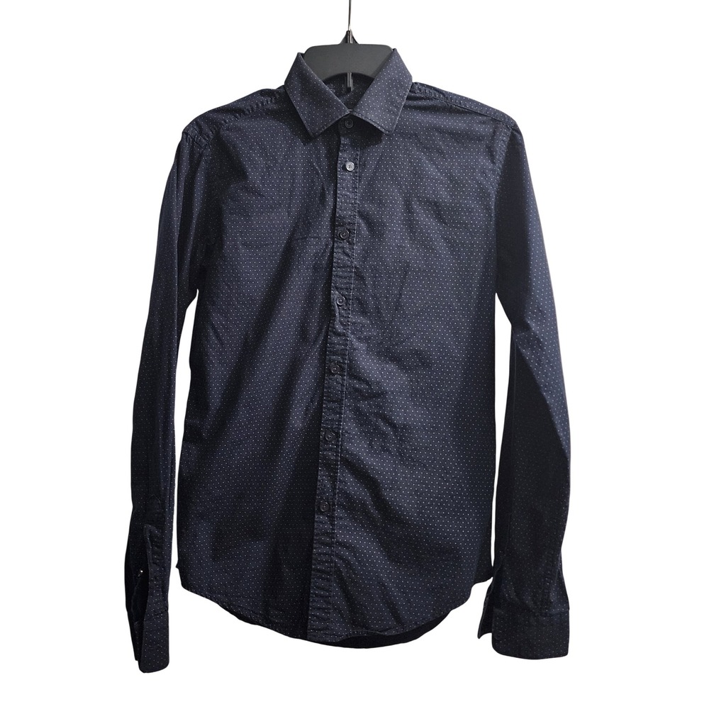 Zara Man Black Tag Slim Fit Button Down‎ Shirt Dotted Pattern Small
